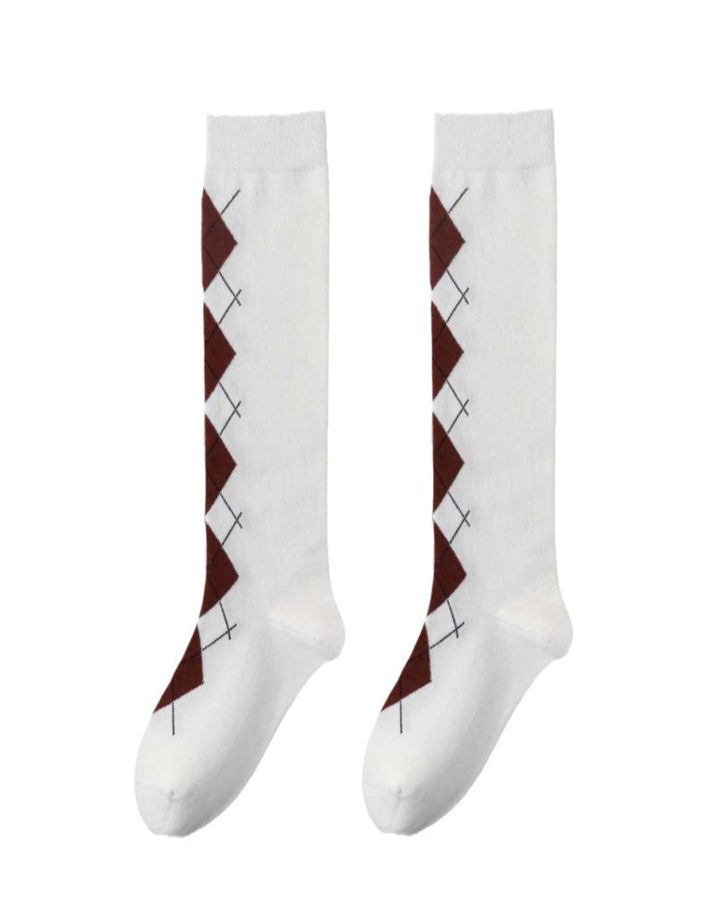 Minimalist Plaid Jacquard Cotton Calf Socks