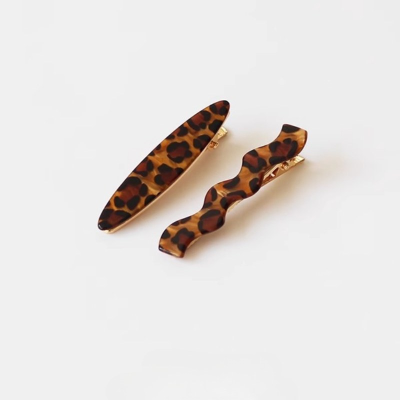 Leopard Print Wove Hair Clips