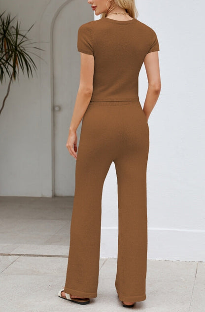 Simple Knit Top and Pants Set