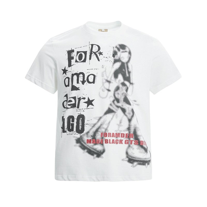 Vintage American Cartoon Print Short Sleeve Shirt