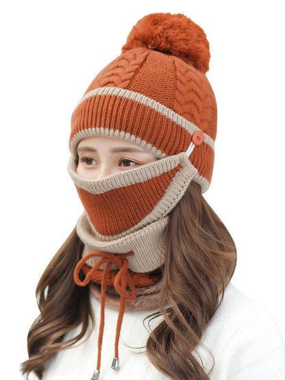 Personality Warm Knitting Hat+Scarf+Mask Set