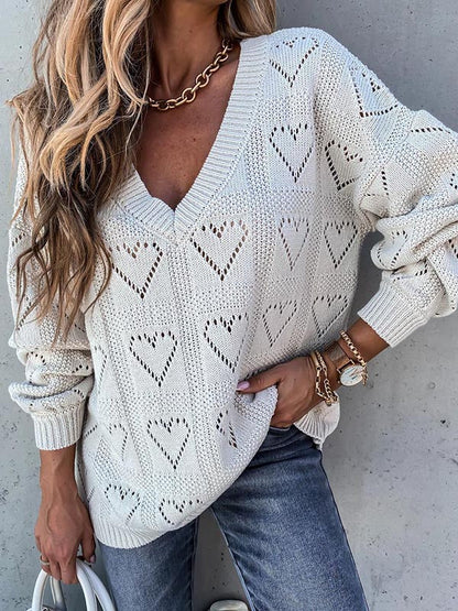 Hollow Loose Long Sleeves Sweater Tops