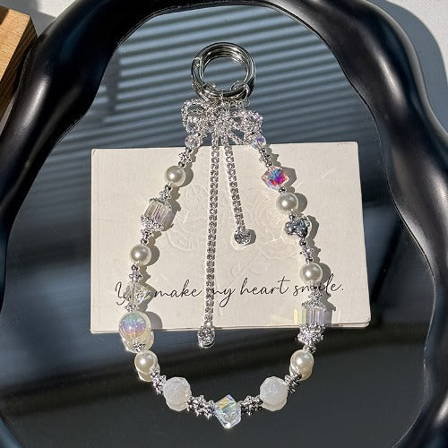 Elegant Crystal Beaded Tassel Bow Bag Charm