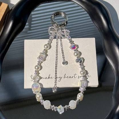 Elegant Crystal Beaded Tassel Bow Bag Charm