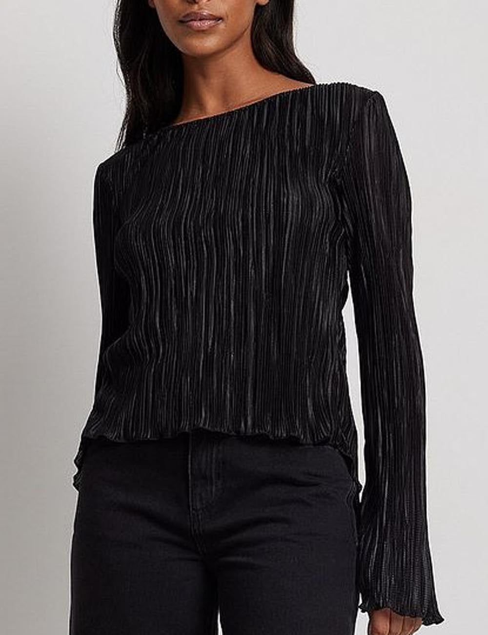 Elegant Ruched Flared Sleeve Back-Tie Top