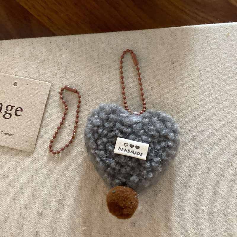 Cute Fuzzy Heart Pendants Beaded Bag Charms