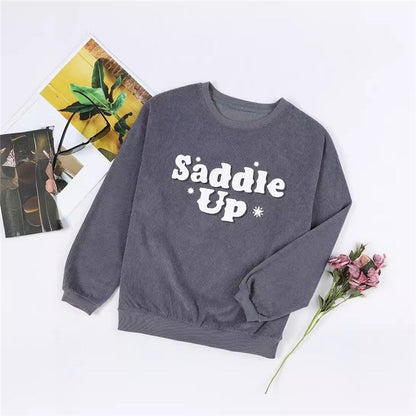 Loose Casual Long-Sleeve Hoodie With Printed Pattern