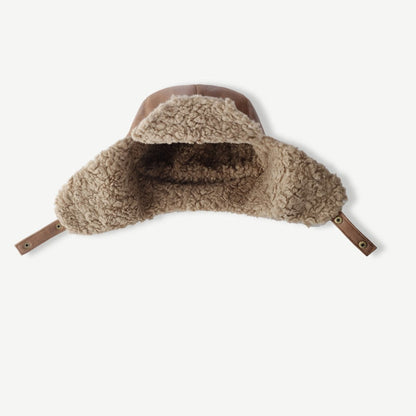 Vintage Distressed Leather Teddy Hat