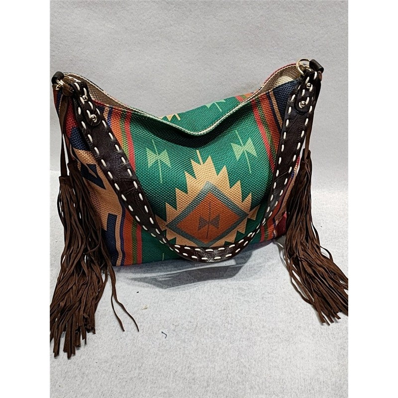 Ethnic Pattern Tassel Shoulder Bag