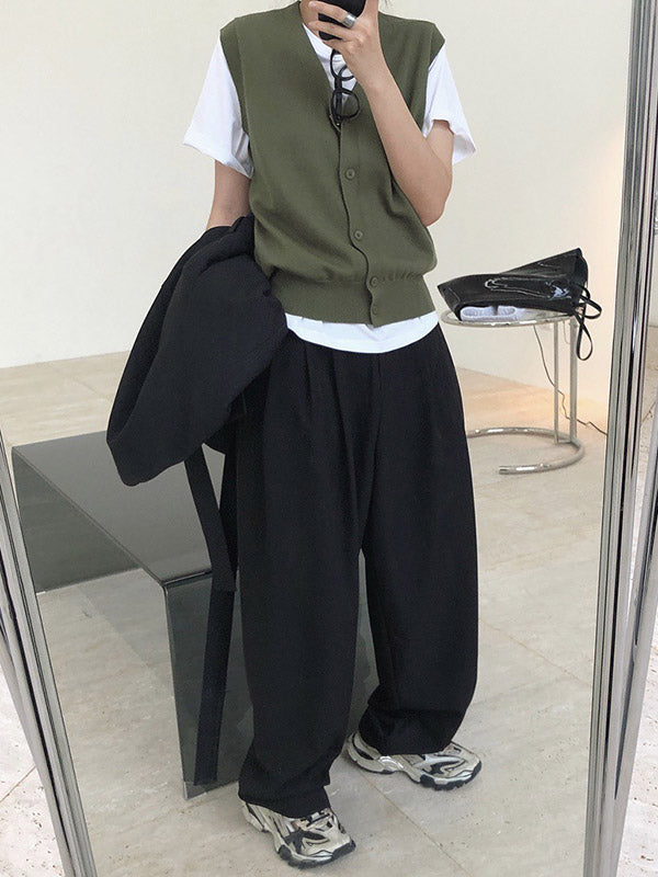 Leisure Solid Knitting Sweater Vest