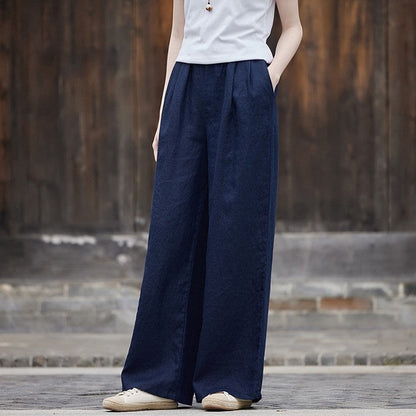 Lightweight Solid Color Casual Wide Leg Pants