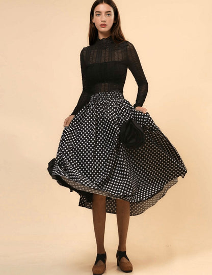 Irregular Hem Flower Decoration Midi Skirt