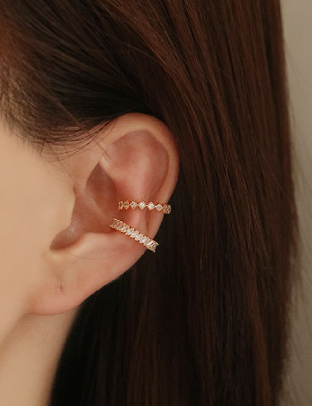 Geometric Diamond Ear Bone Clip Earring
