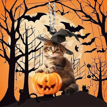 2D Halloween Cute Pumpkin Cat Acrylic Pendant