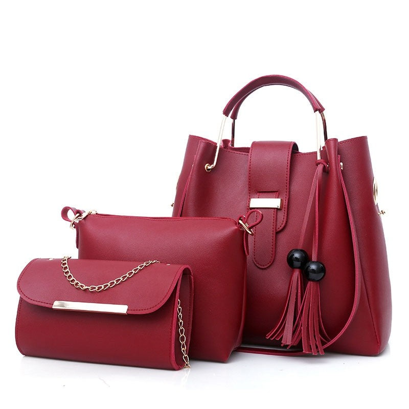Tassel Shoulder Bag Handbag 3-Piece Sets