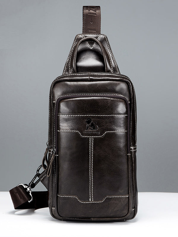 Solid Zipper Leather Casual Crossbody Bag