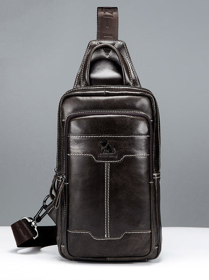 Solid Zipper Leather Casual Crossbody Bag