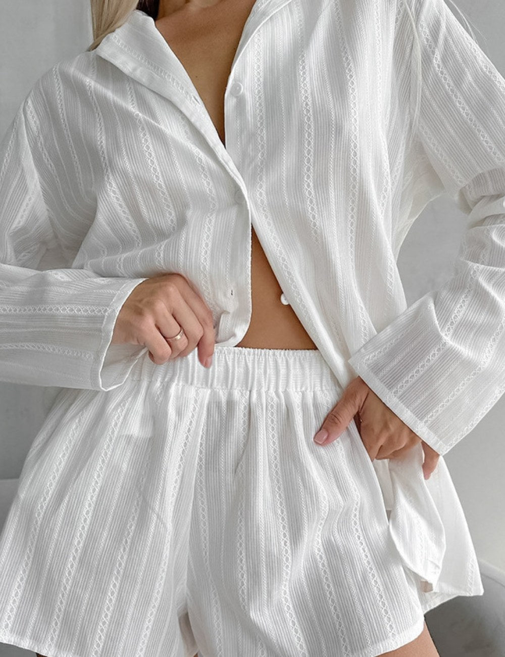 Stripe Jacquard Soft Sleepwear Sets