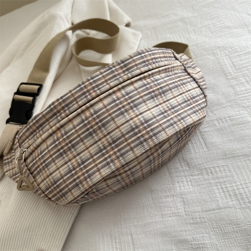 Fashion Jacquard Canvas Chest Bag With Pendant