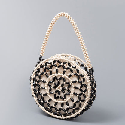 Round Wooden Bead Shoulder Bag