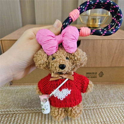 Cute Teddy Bear Keychain With Water Bottle Holder