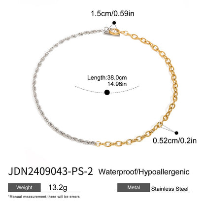 Trendy OT Buckle Color Block Chain Necklace