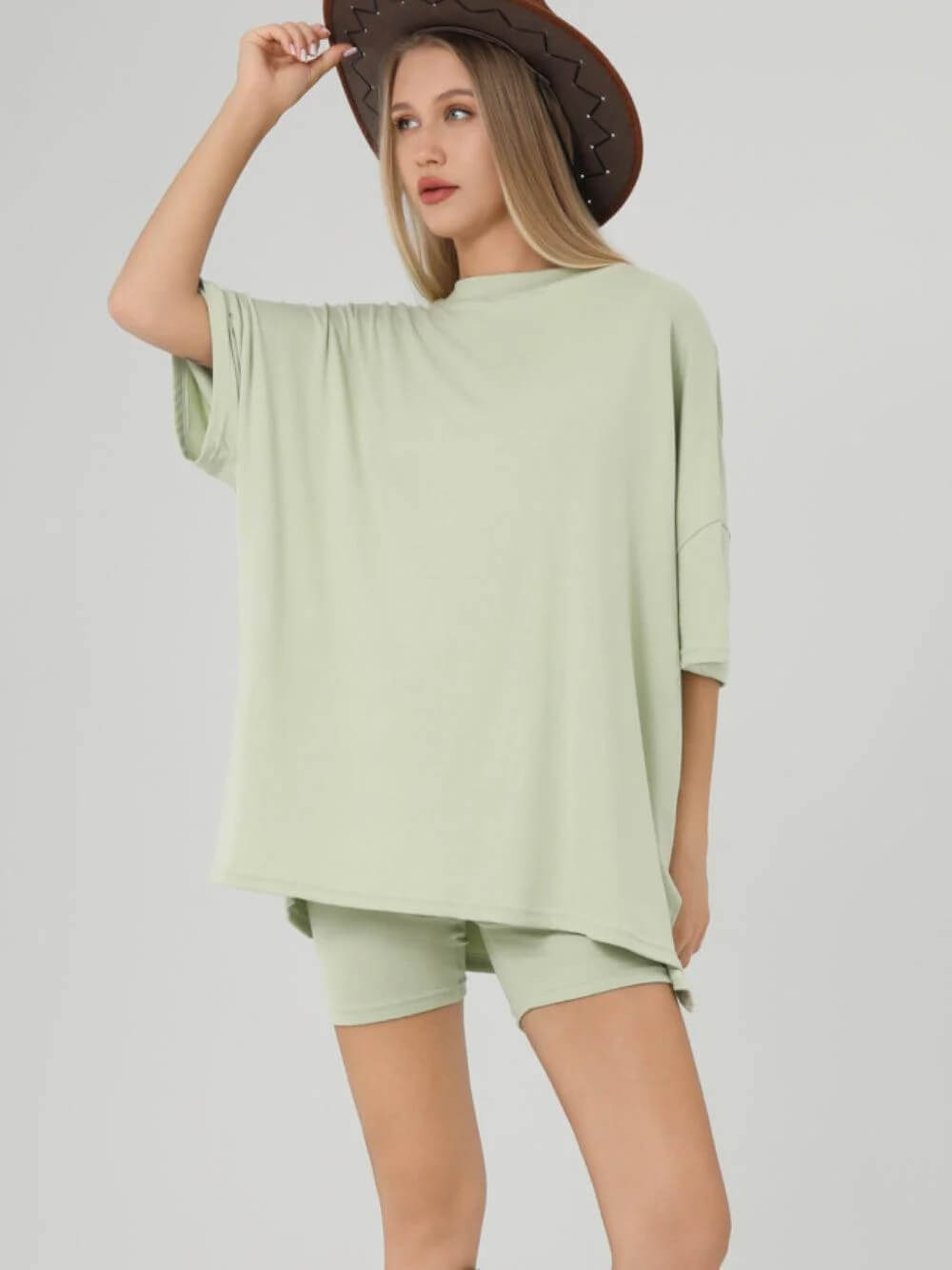 Round Neck Tops and Shorts Sets