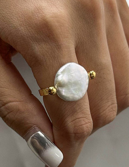 Danity Gold Plated Pearl Band Ring