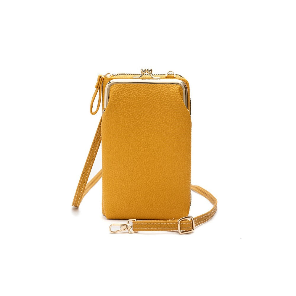 PU Leather Solid Color Large Capacity Purse One Shoulder Crossbody Cell Phone Bag