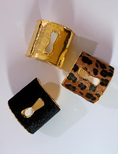 Leopard Print Wide Open Cuff Bracelet