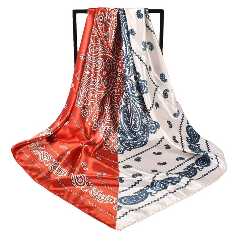 Paisley Print Satin Square Hair Scarf