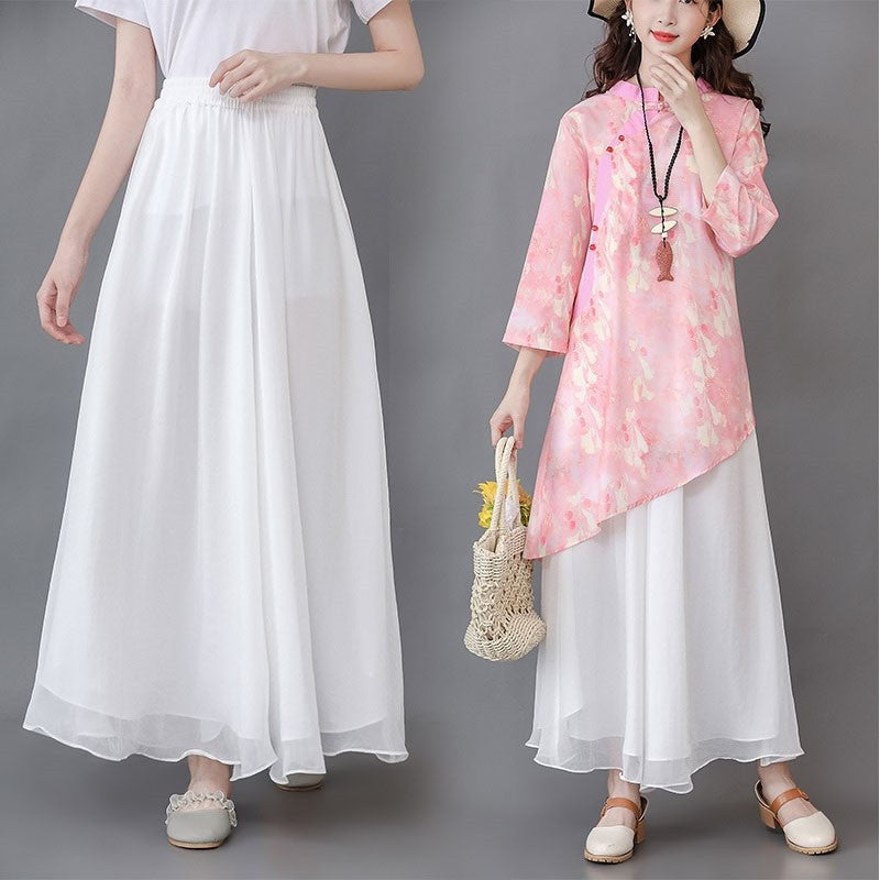 Baggy Wide Leg Chiffon Pants