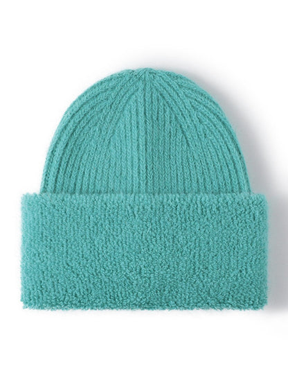 Solid Color Knit Hat High Flap Beanie