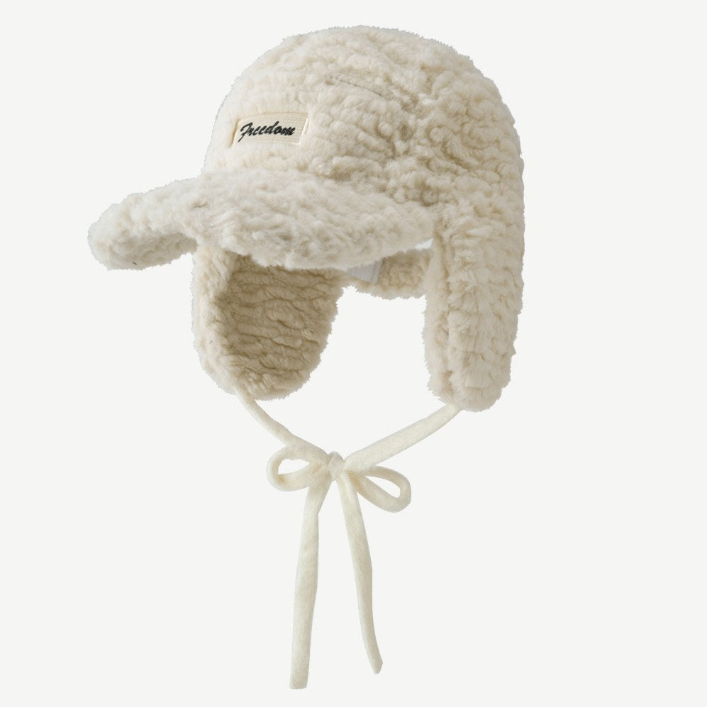 Solid Color Teddy Fleece Padded Warm Hat