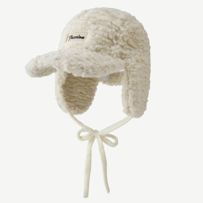 Solid Color Teddy Fleece Padded Warm Hat