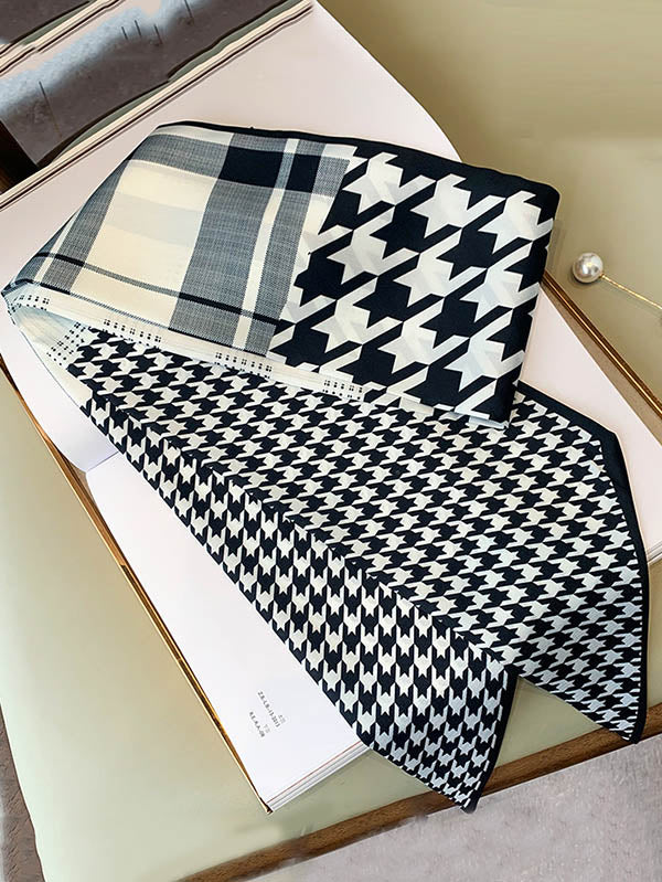 Original Striped&Plaid Print Hair Band&Silk Scarf