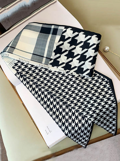 Original Striped&Plaid Print Hair Band&Silk Scarf