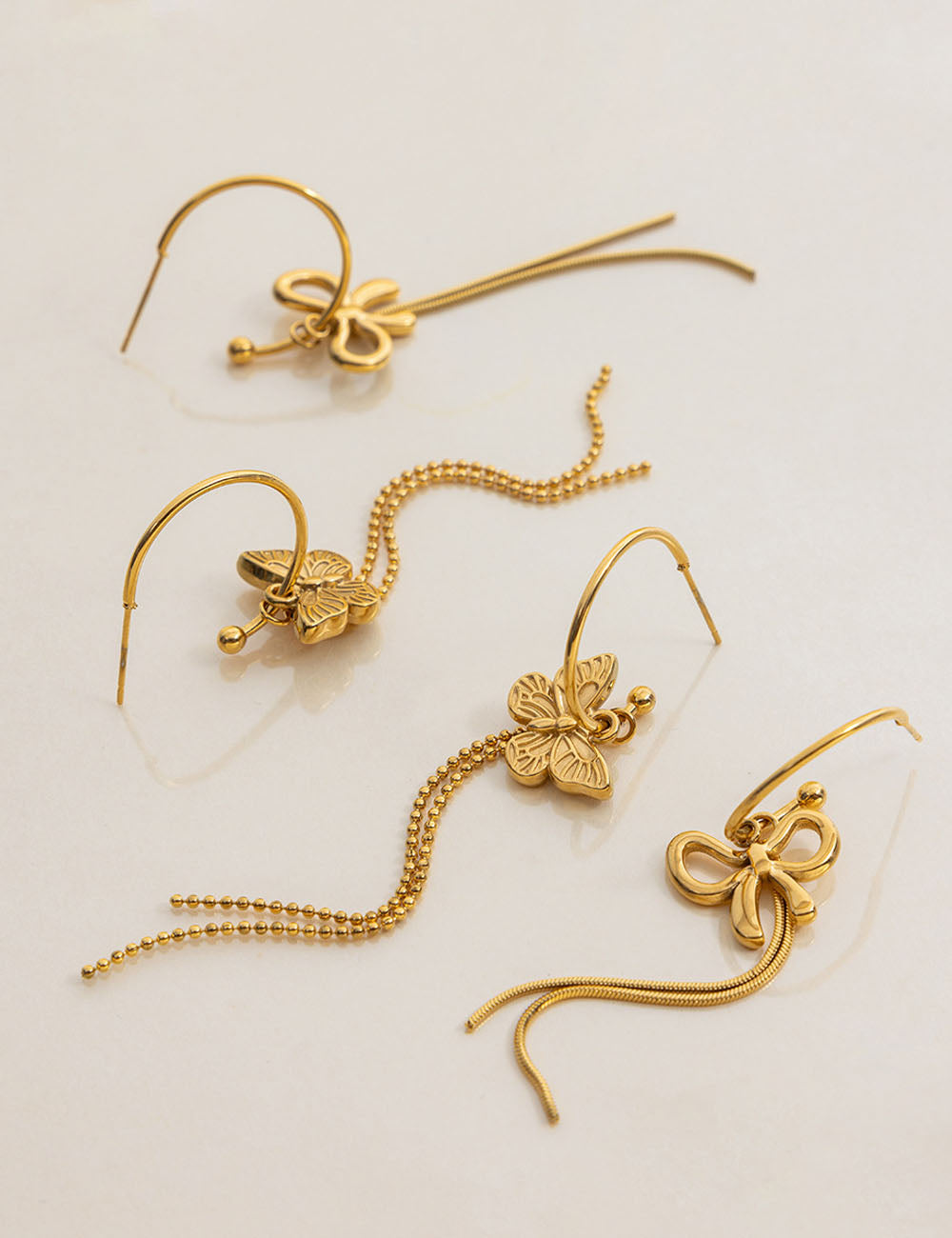 Bow Knot Tassel Dangle Hook Earrings