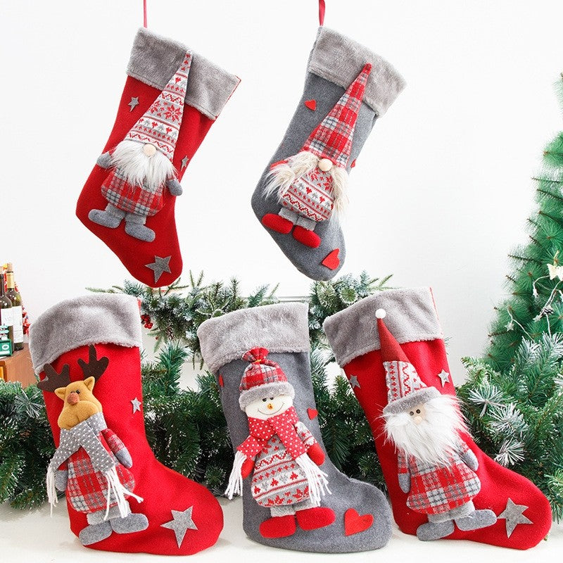 New Faceless Old Man Christmas Socks Christmas Decorations Forester Dolls Red Socks Gift Bag
