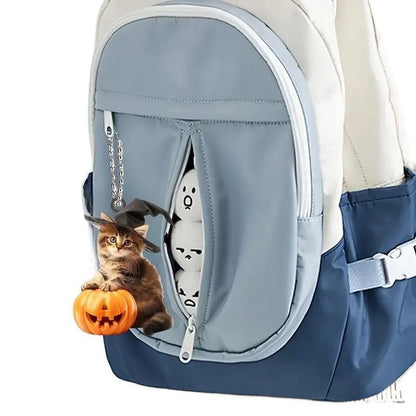 2D Halloween Cute Pumpkin Cat Acrylic Pendant