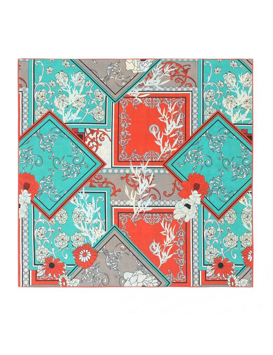 Vintage Floral Patchwork Square Scarf