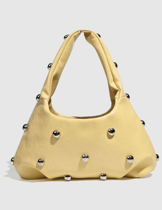 Fashion Studded Solid Color Dumpling Bag