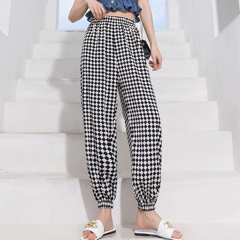 Elastic Waist Printed Baggy Harem Pants