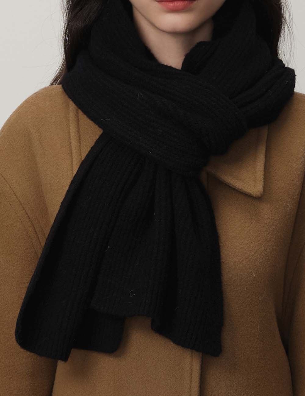 Simple Solid Color Knitted Wool Warm Scarf