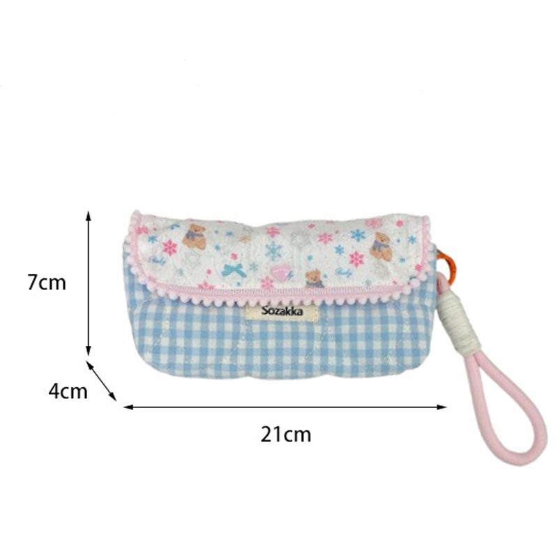 Cartoon Print Splice Portable Makeup Pencil Pouch