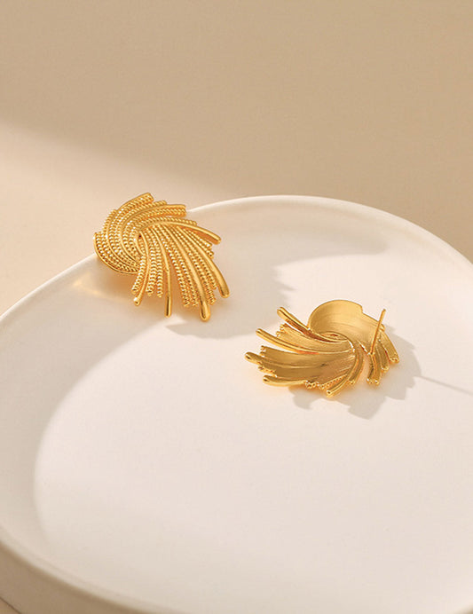 Vintage Geometric Irregular Swirl Stud Earrings