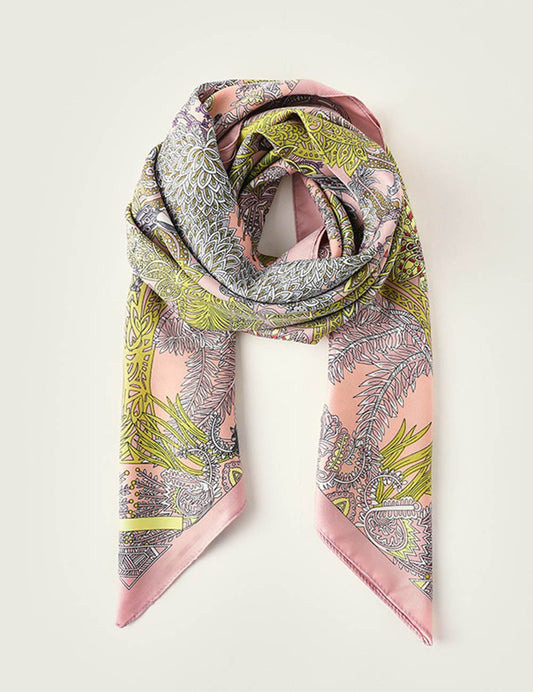 Elegant Print Square Satin Scarf