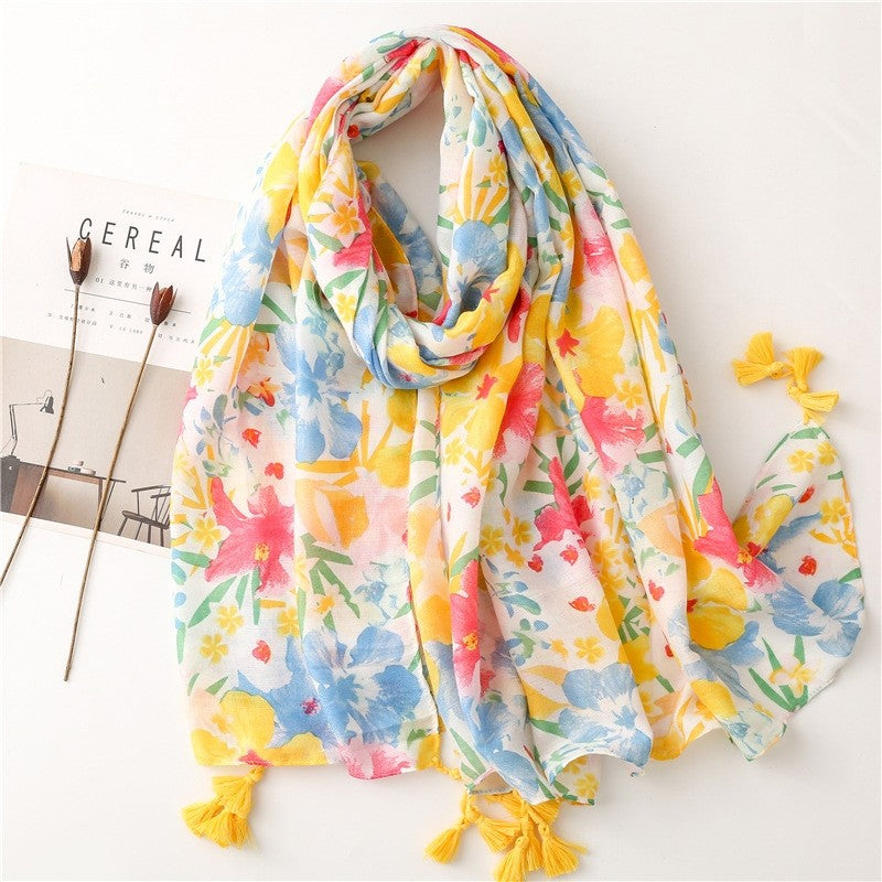Colorful Tropical Plant Flower Beach Scarf