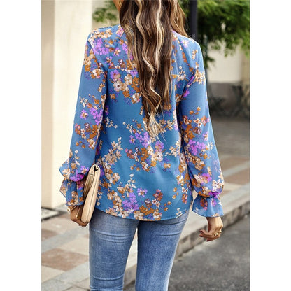 Floral Printed Long Sleeves Blouse Top