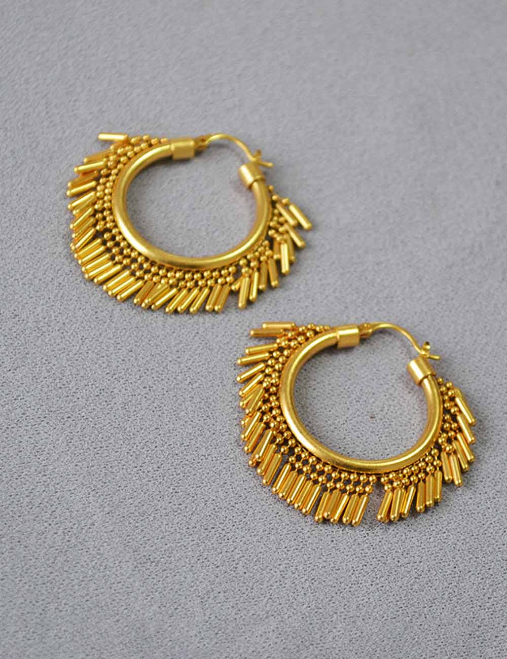 Gold Plated Exaggerated Tassel Hoop Earrings